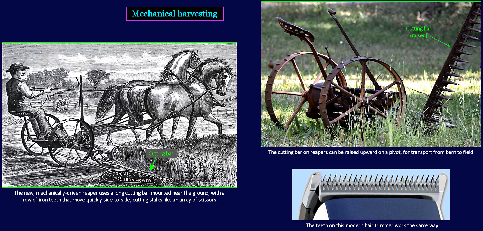 McCormick mechanical reaper, 1850s